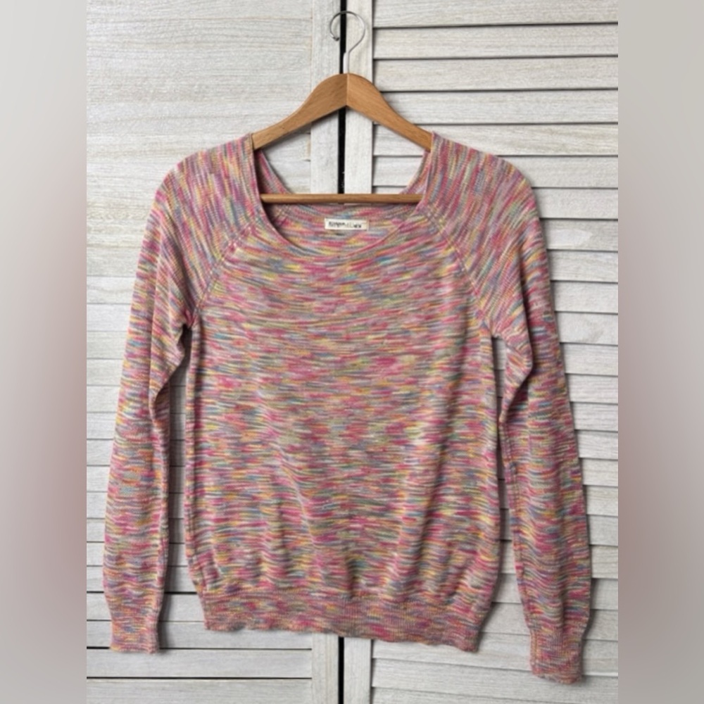 Old Navy Space Dye Sweater Pink Rainbow Knit Cottagecore Cozy Pullover S